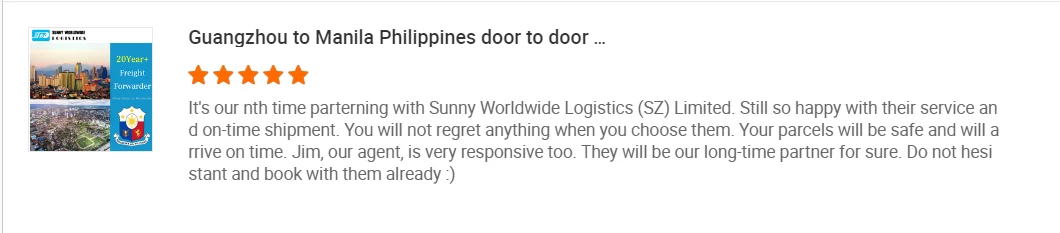 Sunny Worldwide Logistics Jim\'s story of serving Filipino customers---------Served customers have a 99.9% reuse, multiple suppliers free to collect goods and free storage