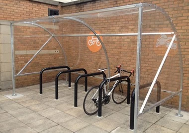 China Bicycle parking shelter with sheffield racks manufacturer