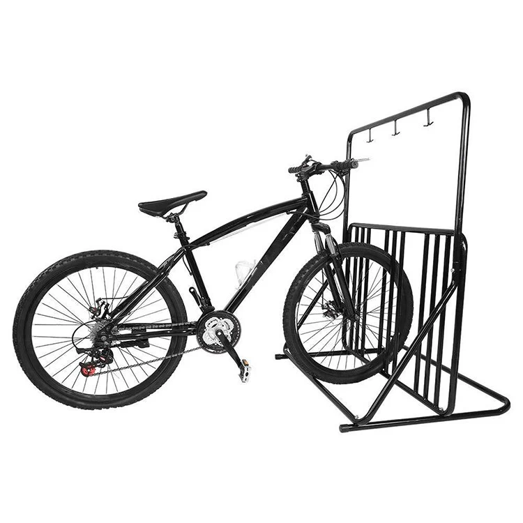 6-Bikes and 3-Helmet Hooks Outdoor Grid Bike Rack