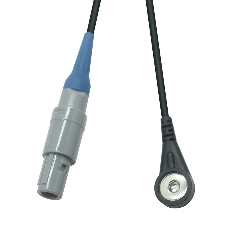 Customized 5Pin Lemo Plastic Plug to 4.0mm Female Electrode Snap Connector ECG Cable for Medical Monitoring | Dongguan Manufacturer