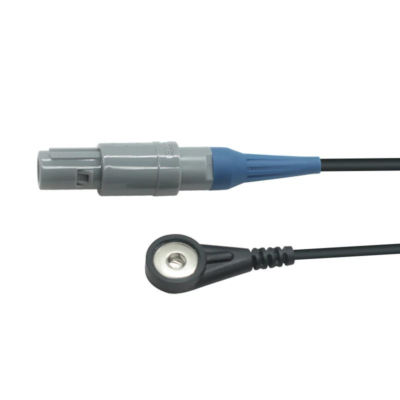 Customized 5Pin Lemo Plastic Plug to 4.0mm Female Electrode Snap Connector ECG Cable for Medical Monitoring | Dongguan Manufacturer