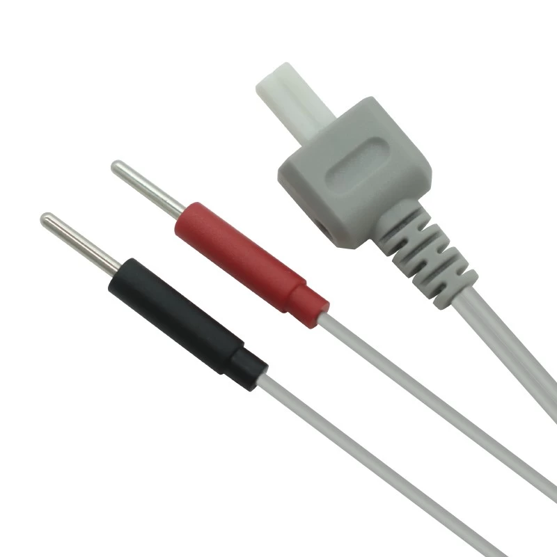 China Customized 2.54mm 2 Pin Male Plug to 2.0mm Electrode Pin Lead Wire Medical ECG Cable | ISO13485 manufacturer Dongguan manufacturer