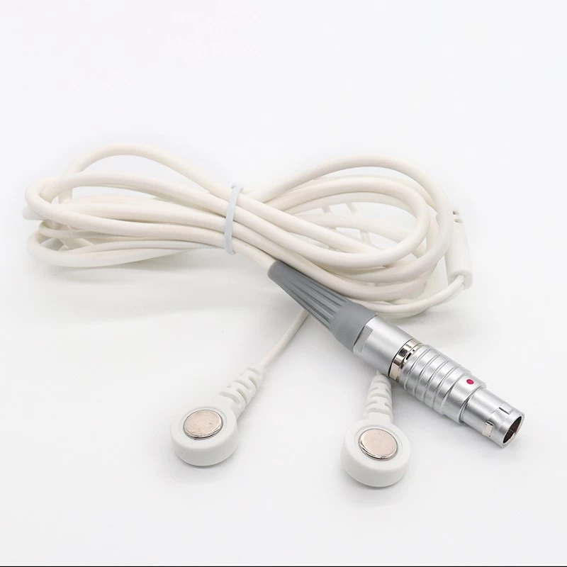 China M12 M16 4 Pin Male Connector to Dual 4.0mm Magnetic Female Snap Lead Wire Cable for ECG | ISO13485 manufacturer Dongguan manufacturer