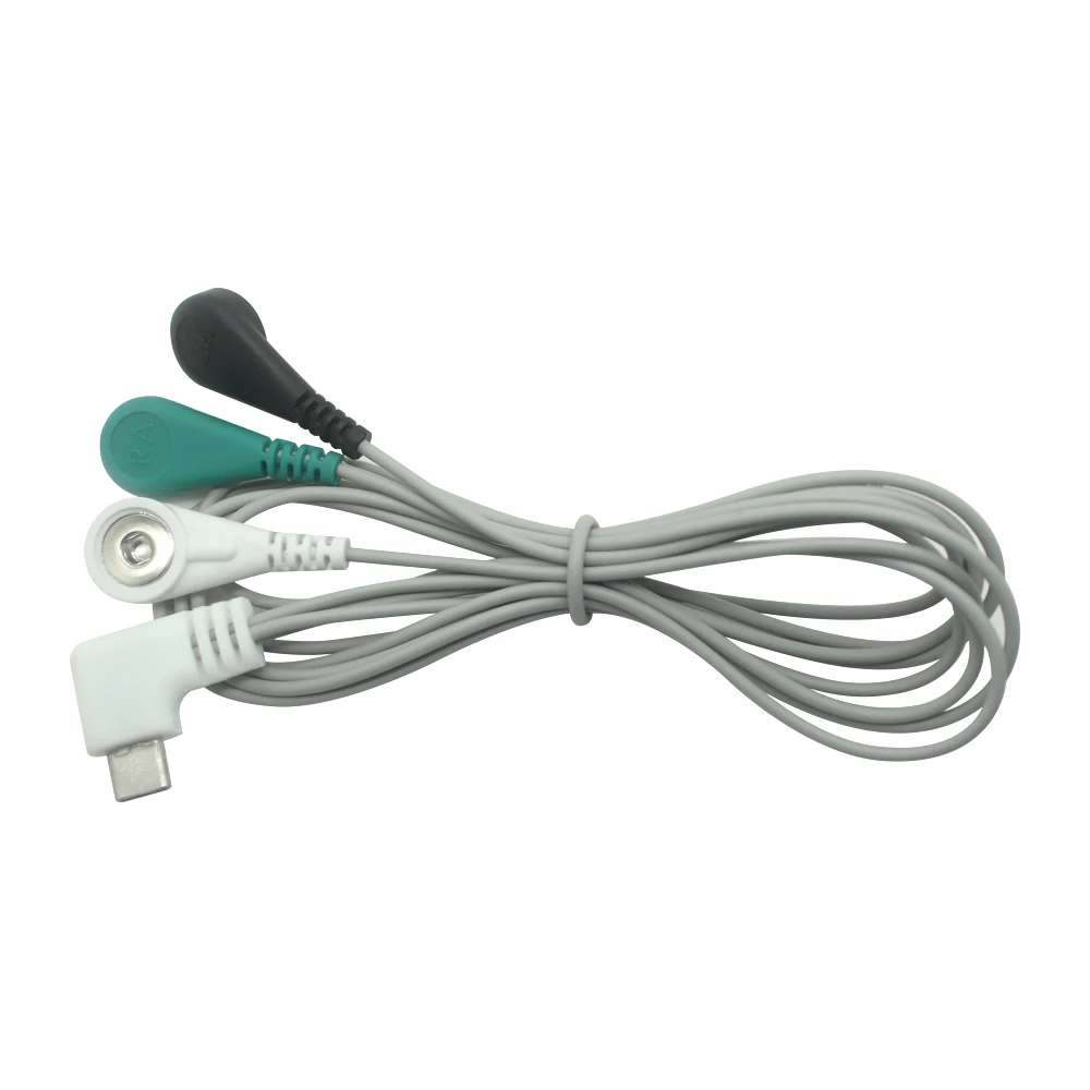 porcelana Capítulo macho de tipo C de 90 grados personalizado a 3 cables 4.0 Electrodo Cable Snap Femenino | Dongguan Tens EMS Fabricante de cables de plomo fabricante