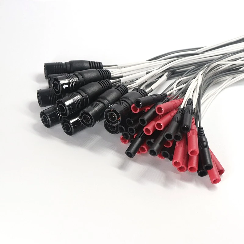 Customized Hirose Plug To 4 Leads 2.0mm Electrode Pin With Sheath Medical Cable | Dongguan Electrotherapy Cable Manufacturer