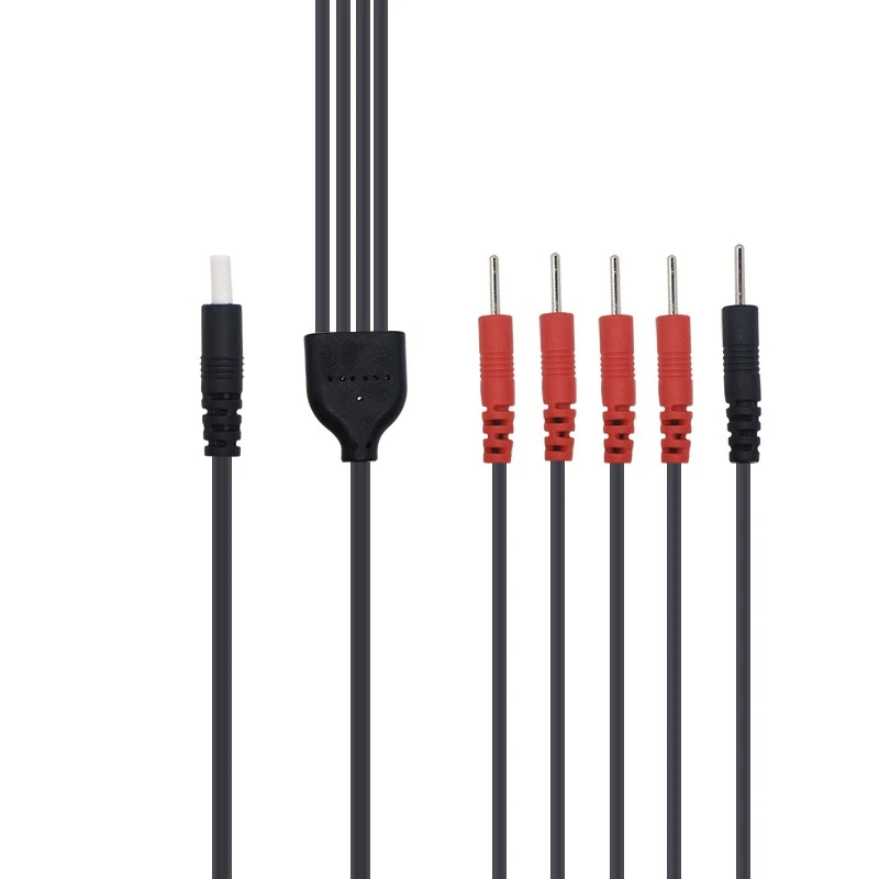 China Customized DC2.35mm safety male plug to SR 2.0mm electrode pin cable with 5 leads wire | Lead Wire Manufacturer manufacturer