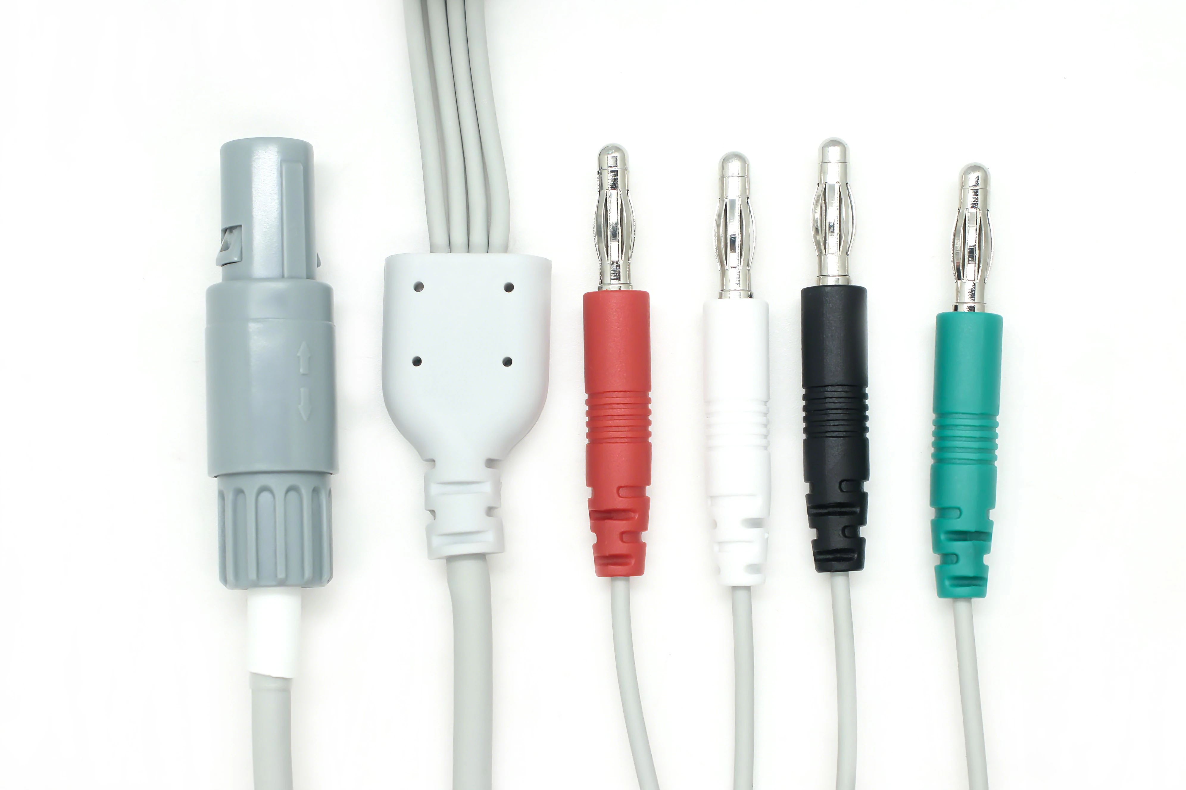 中国 定制 4 引线 4.0 毫米香蕉公插头理疗电缆，带塑料 Lemo 连接器 |东莞电缆 生产厂家 制造商