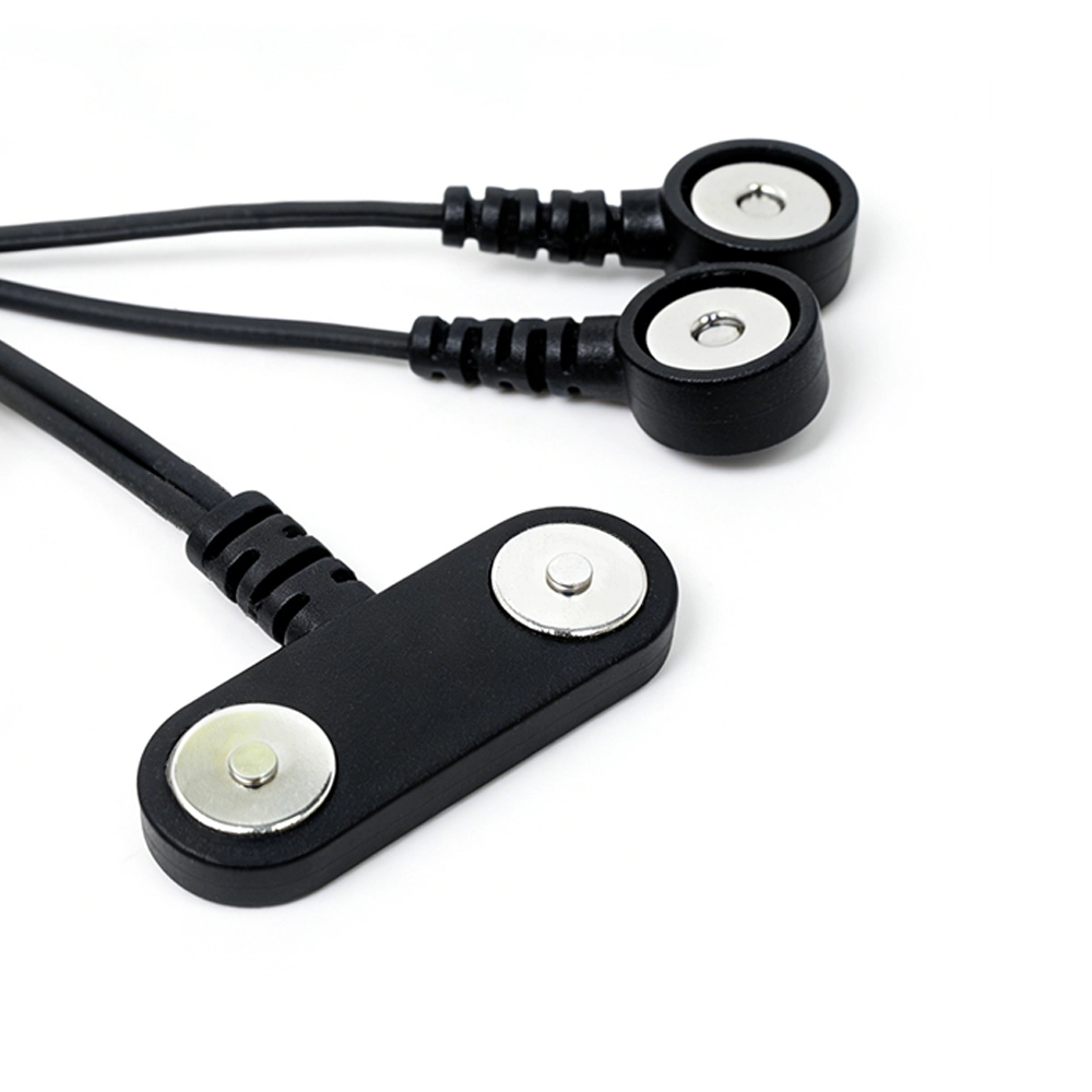 China Benutzerdefiniertes T-Typ 2x3,5 mm magnetisches männliches Snap-to-2-Kabel 3,5 mm magnetisches weibliches Snap-Therapiekabel | ISO 13485 Dongguan Lieferant Hersteller