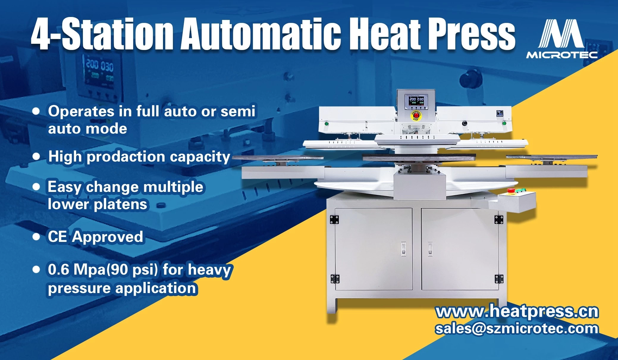 S420 Digital Automatic Heat Press is an airoperated automatic large