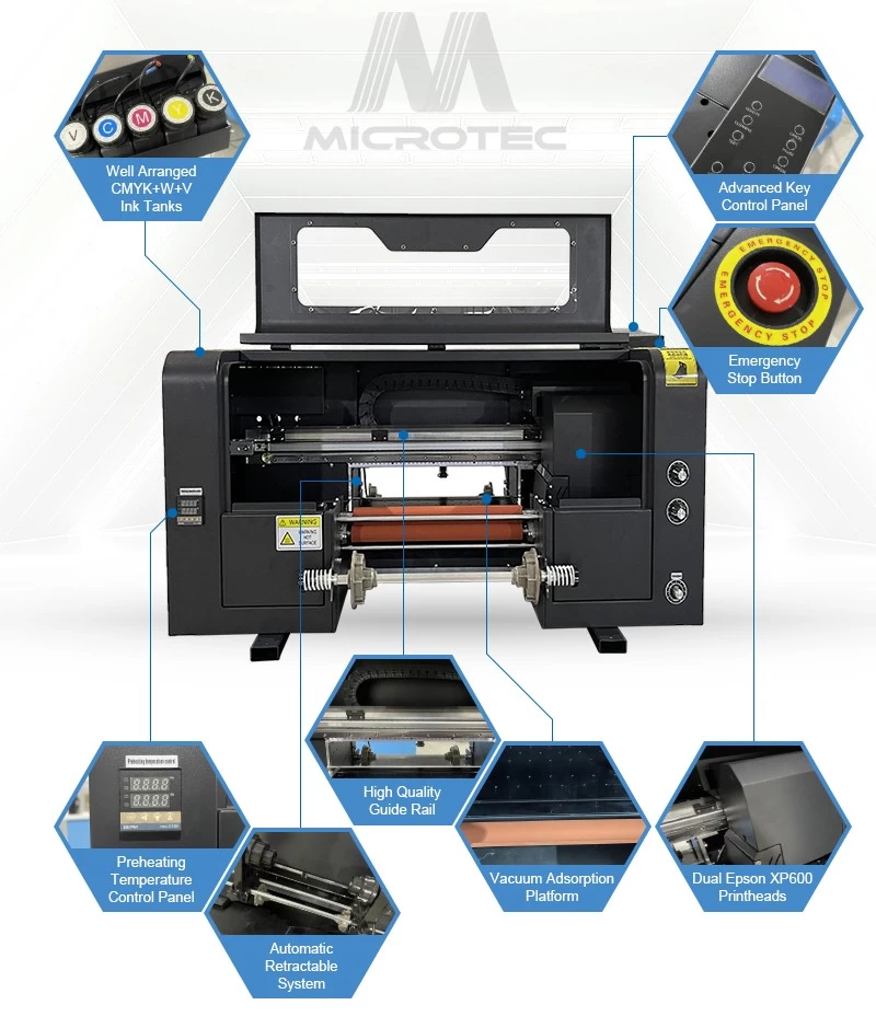 Stampante per adesivi UV DTF, stampante DTF UV A3, sistema di