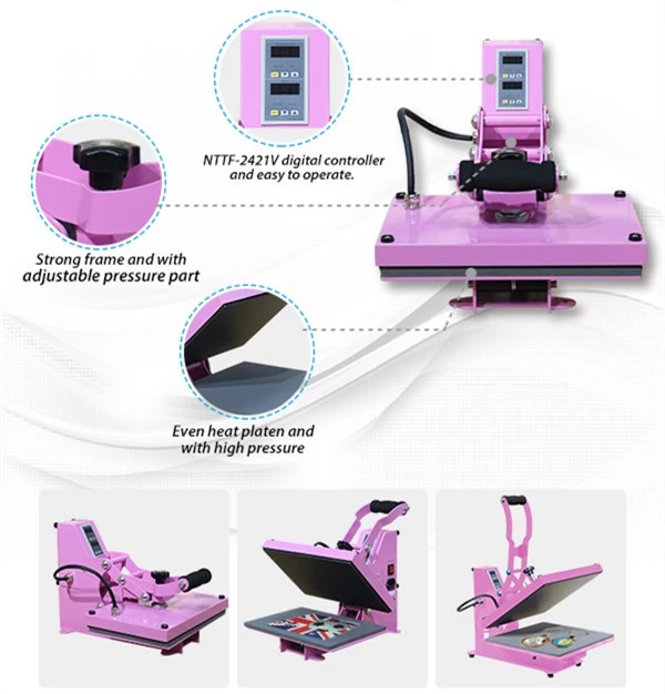 Pink craft hobby heat press machine, small size heat press, Hobby