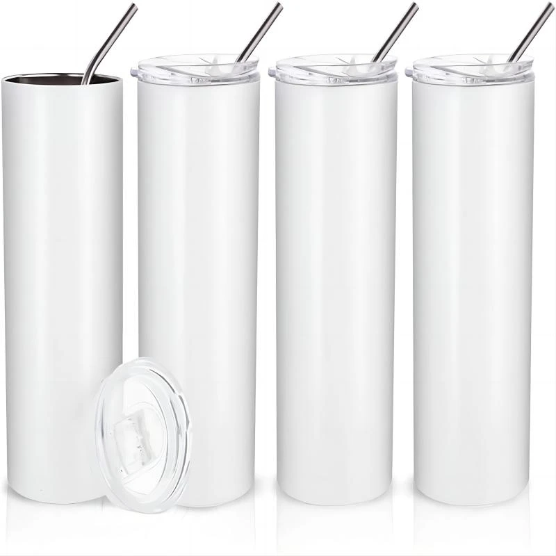 thumbnail image 2 of 25 Pack 20oz Skinny Tapered Stainless Steel Tumblers For Sublimation - With Straws And Lids 2 of 5