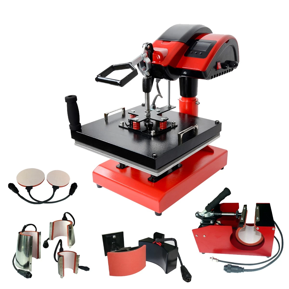 China MAX-800 Pro Industrial Heat Press System | 360° Rotating Arm + 8 Interchangeable Attachments | Commercial-Grade Garment Printing for Bulk Customization (15x15