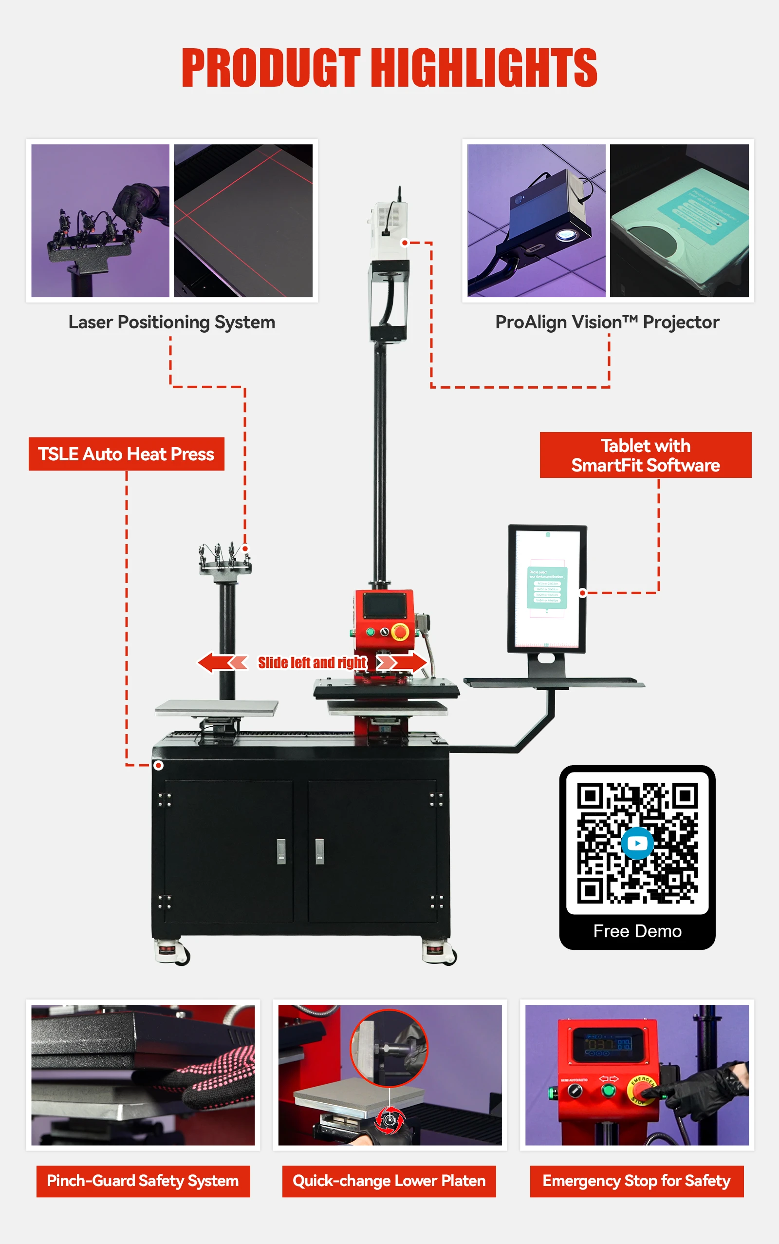 TSLE Dual Station Heat Press with Laser & HD Projection Alignment ...