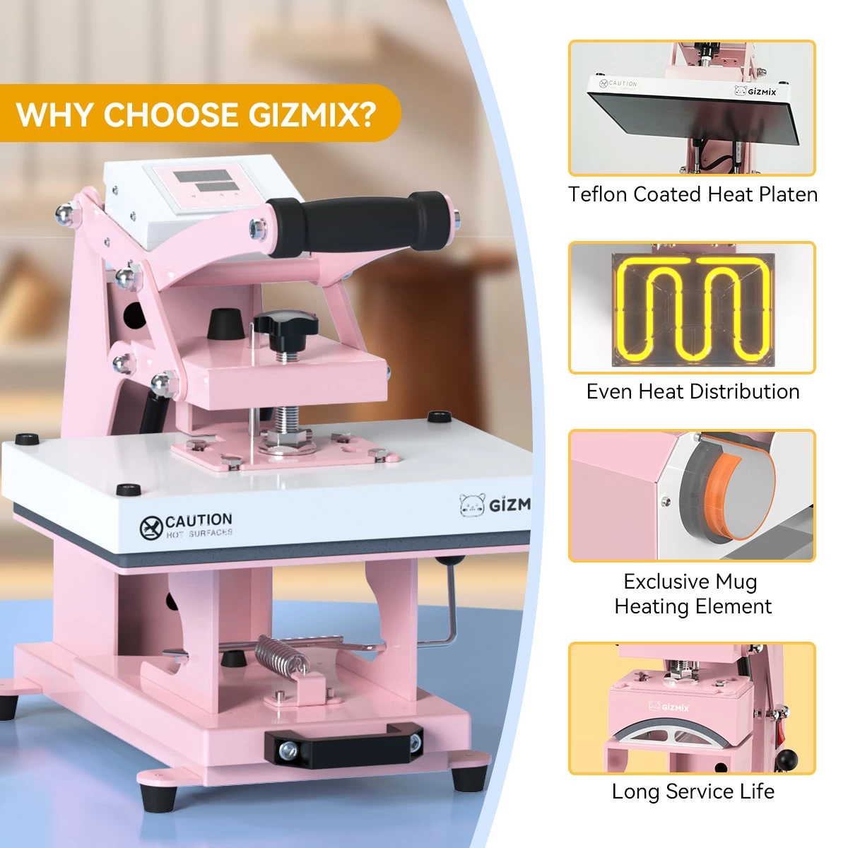 Gizmix nch-400 4 in 1 macchina da pressione di calore per bicchieri, cappelli, piastre e magliette
