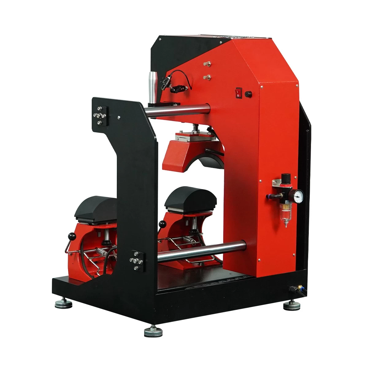 MU-200 Advanced Dual Heated Pneumatic Shuttle Press für Kappen, Logos und Hausschuhe