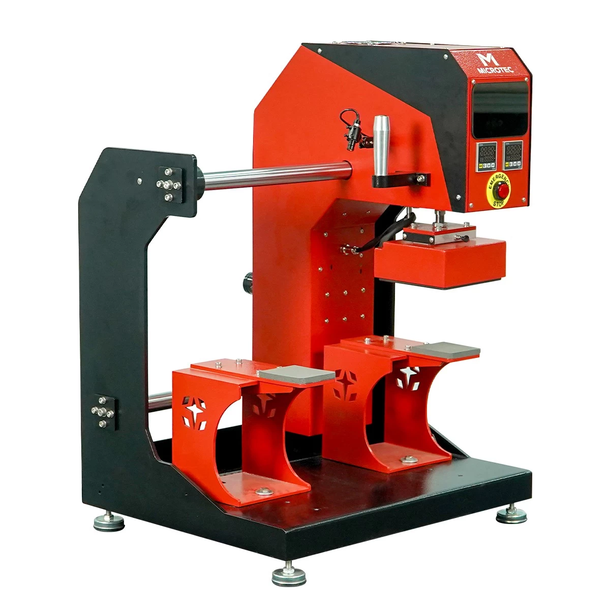 MU-200 Advanced Dual Heated Pneumatic Shuttle Press für Kappen, Logos und Hausschuhe