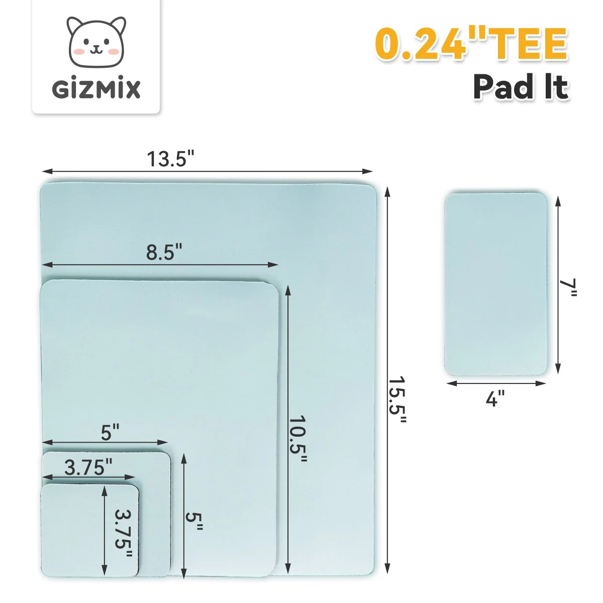 Gizmix Tee Pad it! Ensemble de tampons de pressage - 5 pads pour repasser professionnel sur les coutures et les fermetures à glissière