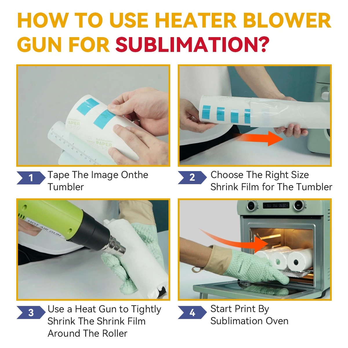 Pistola de soprador de calor de gizmix para espaços em branco da sublimação e filme de encolhimento (110V)