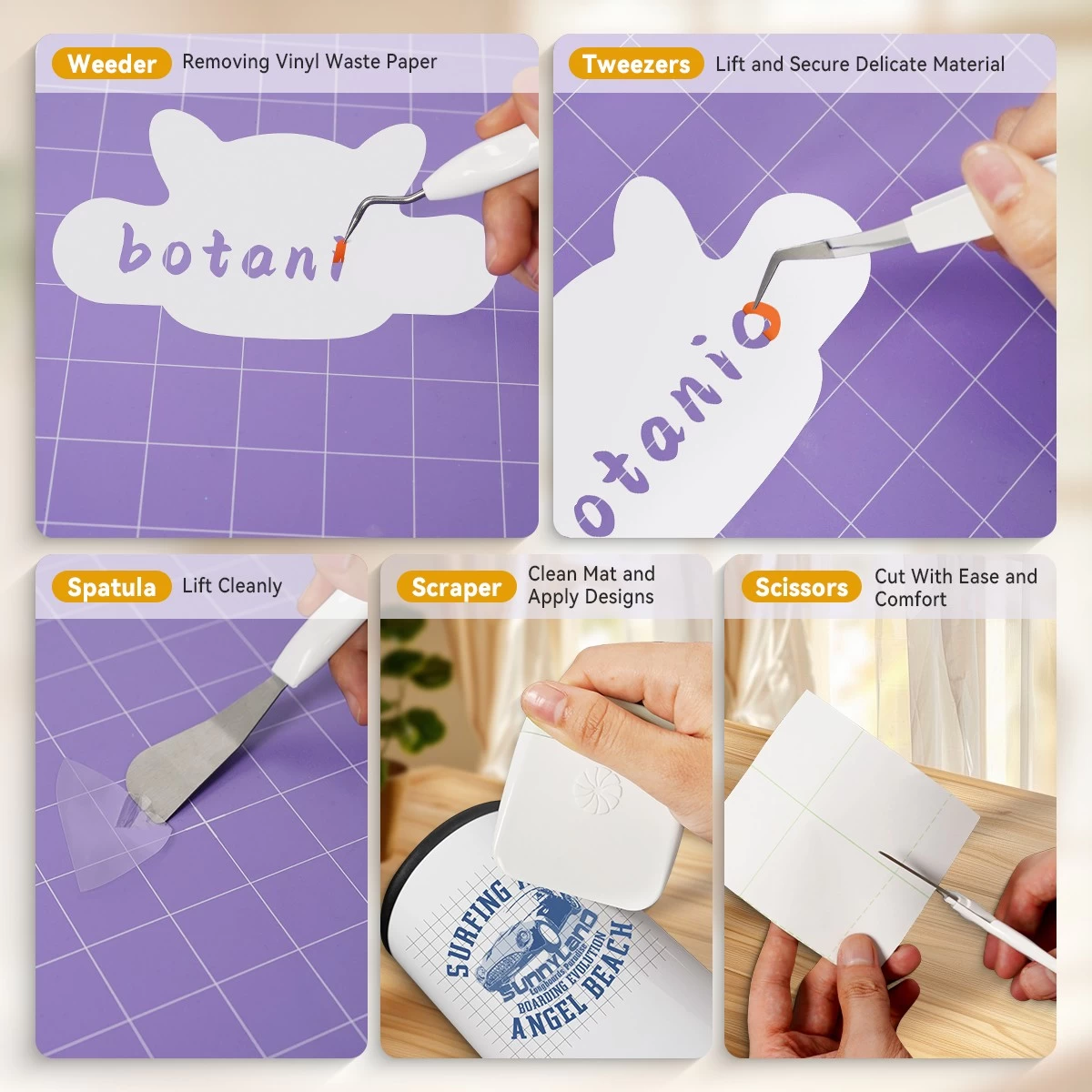 GIZMIX (6pcs) Premium Craft Vinyl Weeding Tools Set & Weeding Scrap Collector for Silhouette Cameos & Cricut