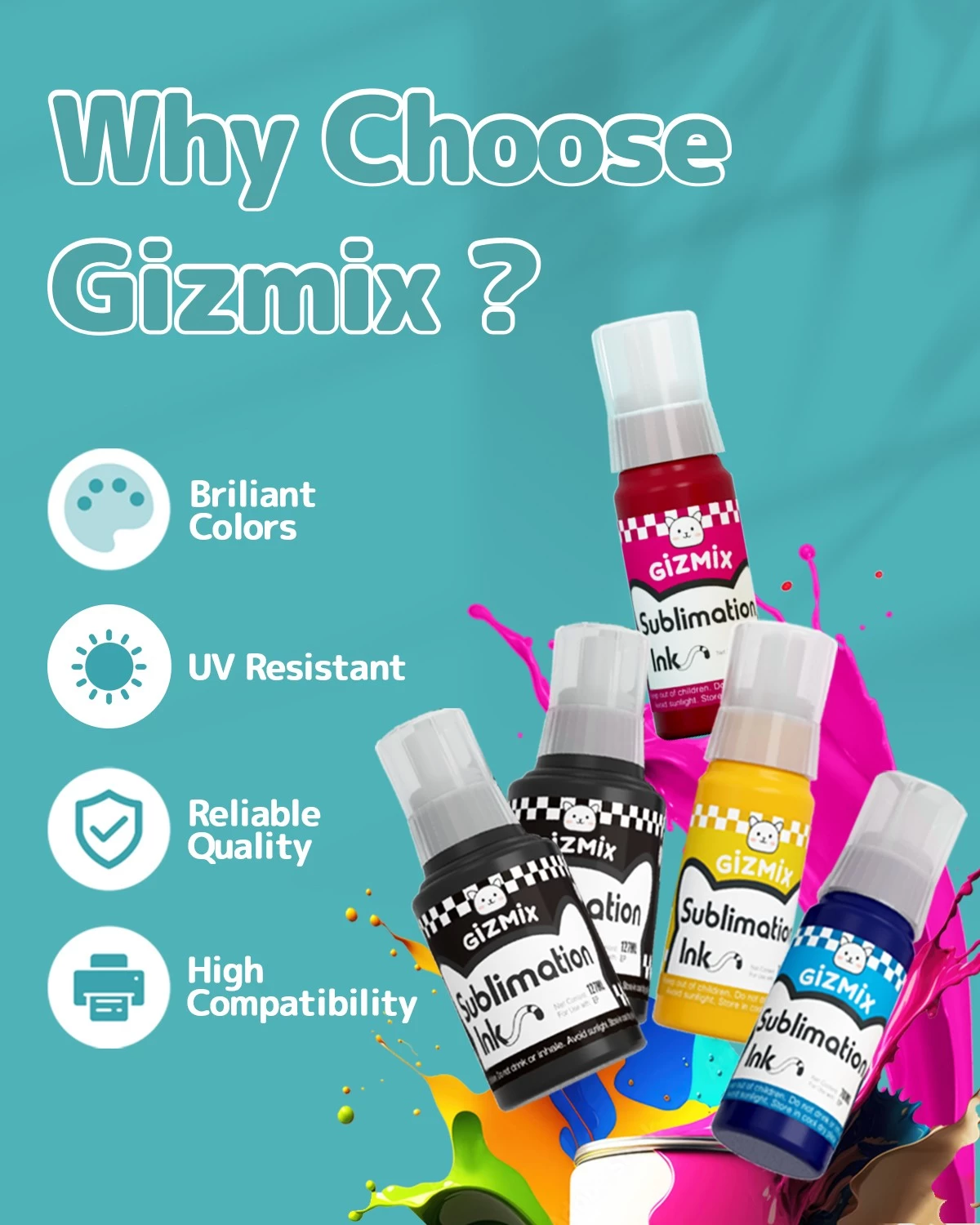 GIZMIX 464ML Sublimation Ink Autofill Refill