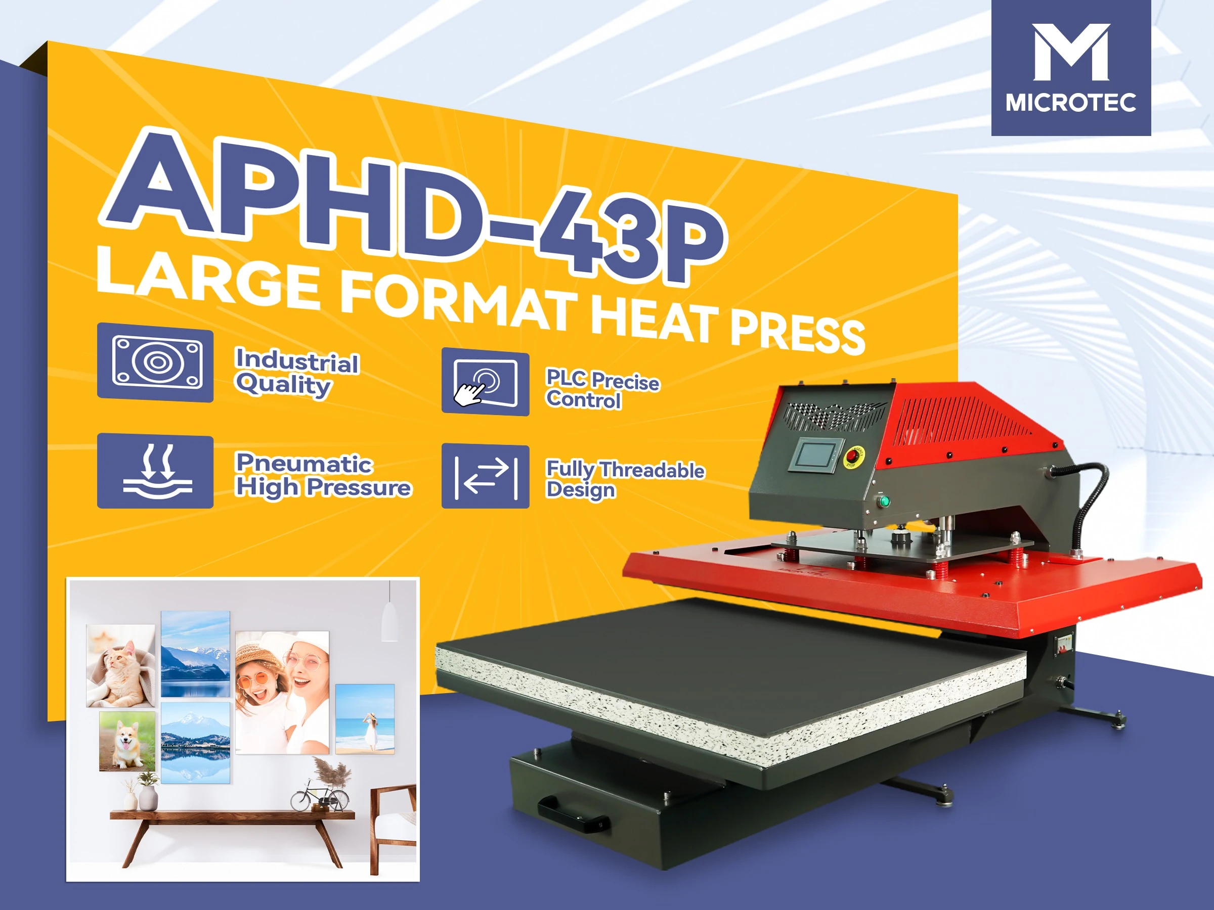 Microtec mejora la tecnología de prensa de calor con elemento de calefacción encogido: con la prensa de calor APHD-43P de gran formato