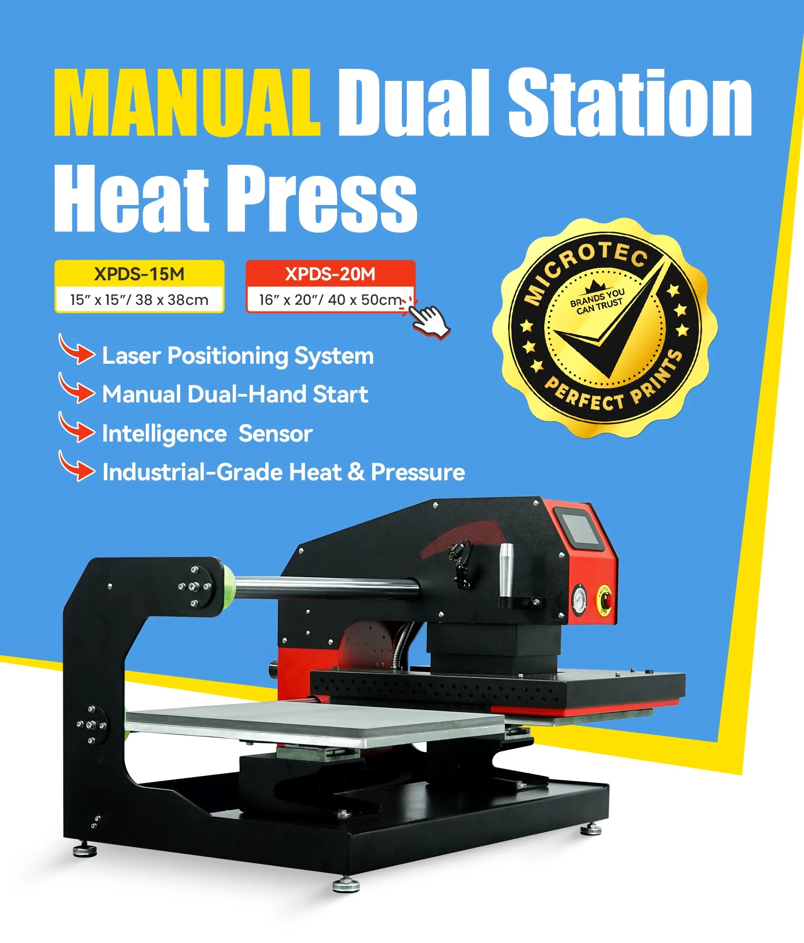 Microtec lancia la pressa di calore manuale a doppia stazione XPDS-15M e XPDS-20M: design compatto e senza workstation per una produzione flessibile