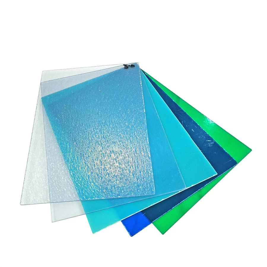 China Chapa transparente transparente de FRP leve para teto azul e verde claro da China fabricante