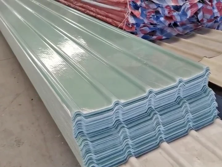 Corrugated Blue Green Skylight Translucent Fiberglass FRP Roof