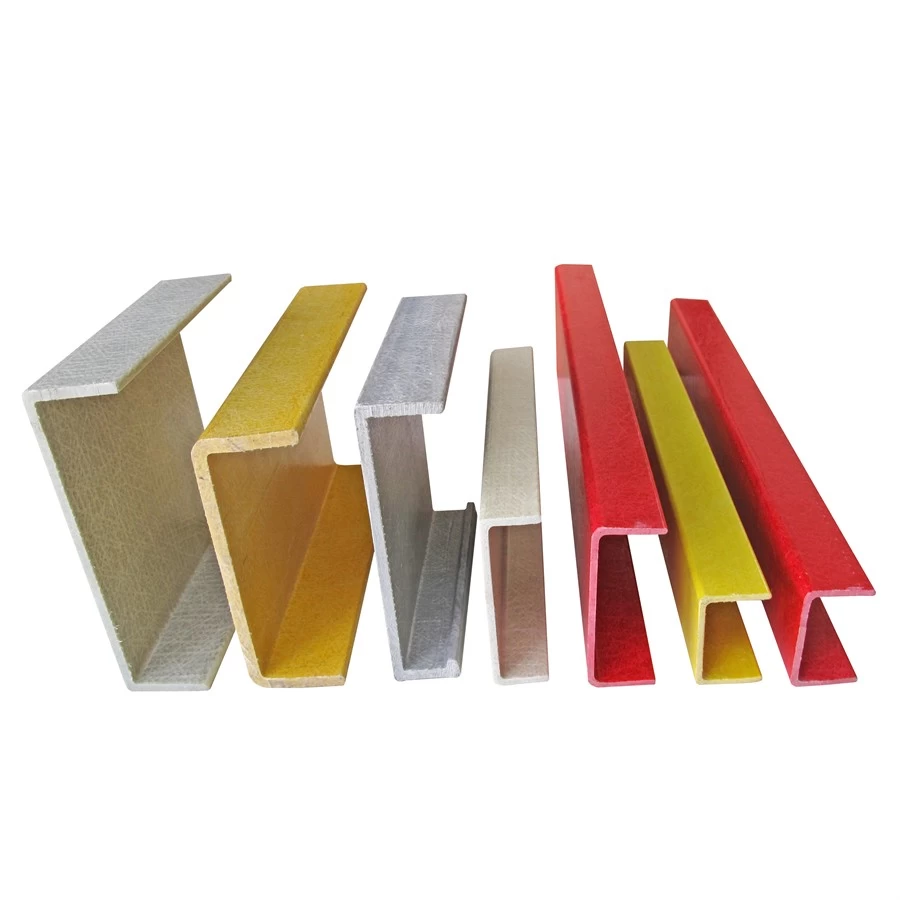 China Tamanhos Perfis de suporte estrutural pultrudado Plástico reforçado com fibra de vidro C U J I FRP Fabricantes de canais fabricante