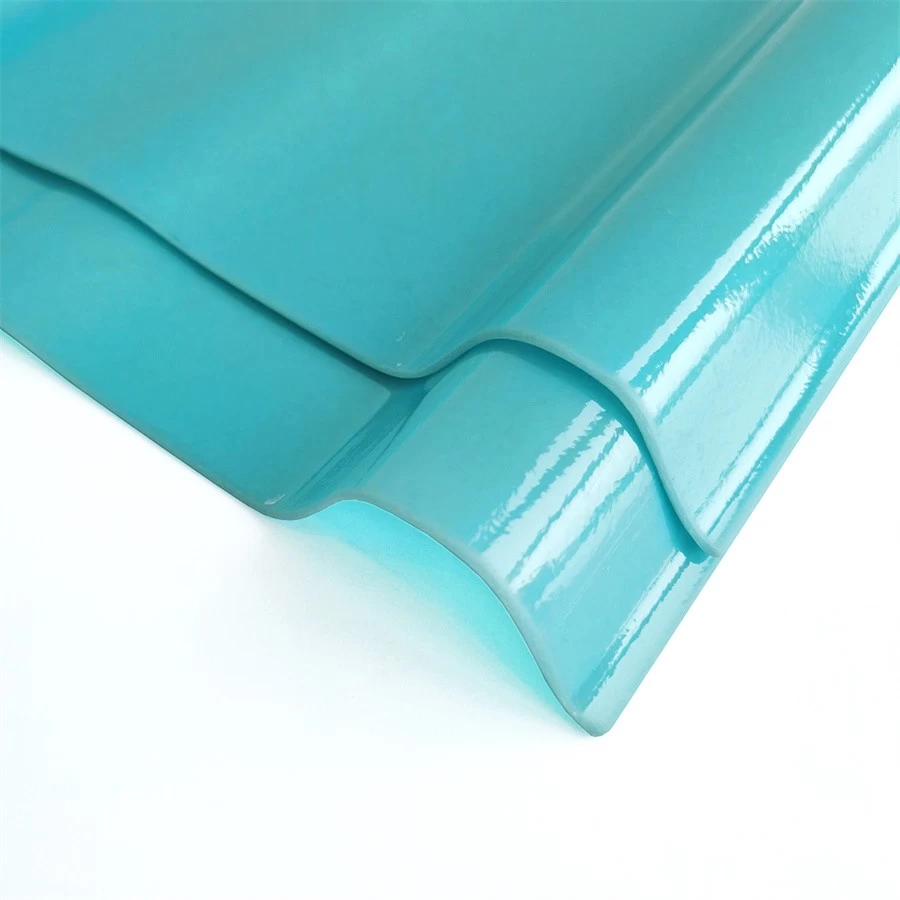China Green Blue Corrugated Opaque and Skylight Transparent Glass Fiber FRP Sheet Roofing manufacturer