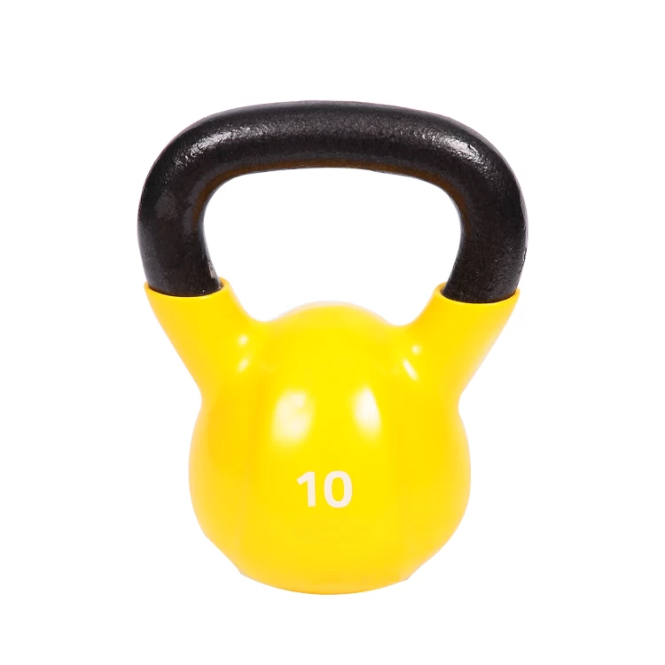 gym fitness competition rubber coated cast iron dipped colorful vinyl kettlebell