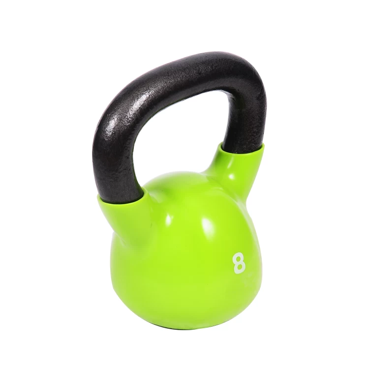 China gym fitness competition rubber coated cast iron dipped colorful vinyl kettlebell manufacturer