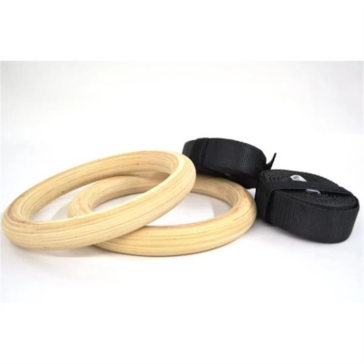 Wooden Olympic Rings 1500/1000lbs with Adjustable Cam Buckle for Home Gym Full Body Workout
