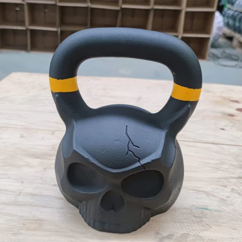 China Factory Cast Iron Custom Black Skulls Kettlebell
