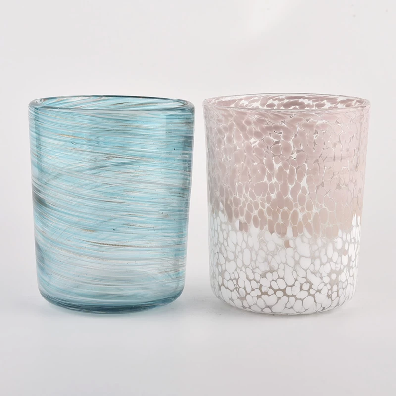 Sunny Glassware color mixed speckled cylindrica glass container luxury candle jars wholesale