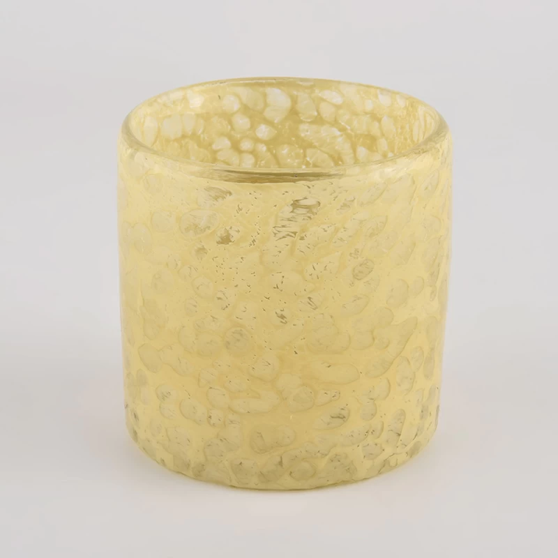 Sunny Glassware etched mosaic effect handmade glass candle vessels