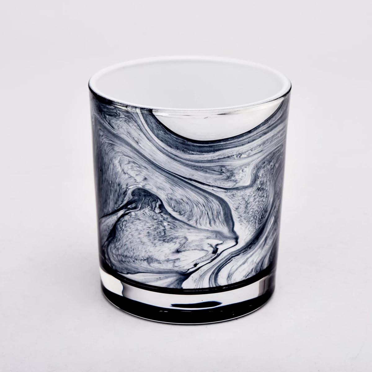 New 300ml luxury design pattern empty glass candle jar wholesale