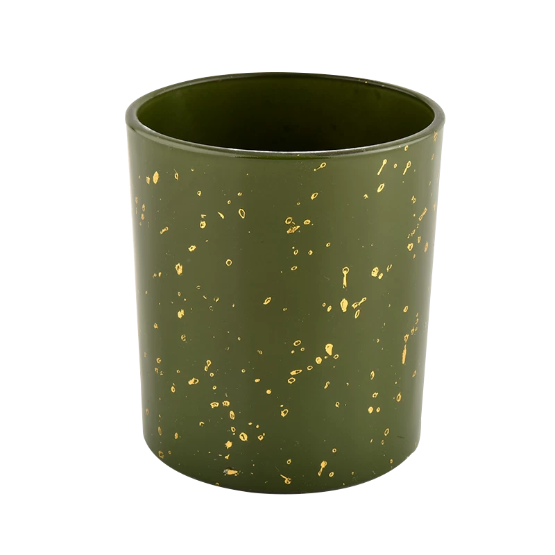 Custom wholesale Luxury green glass Empty Candle Jar Candle Vessel