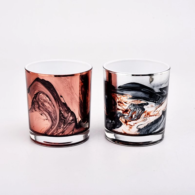 300ml luxury hand-painted glass candle jar for home decoration
