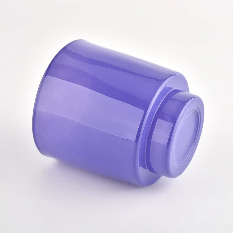Hot sale popular stepped purple glass candle jars