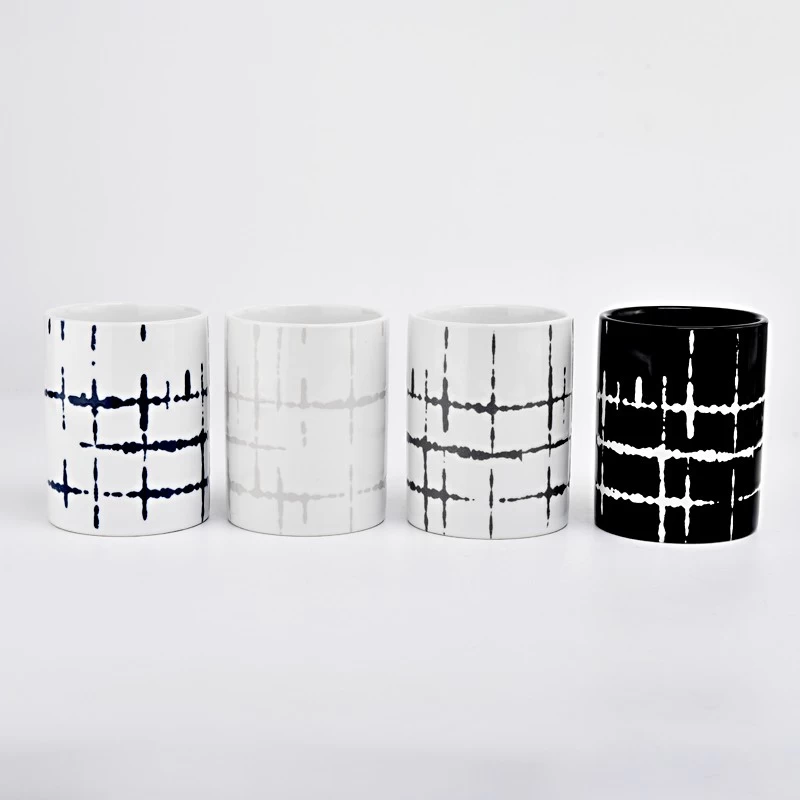 New design pattern 400ml white ceramic candle holder supplier