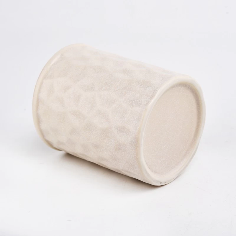 New design 13oz dot pattern white ceramic candle holder wholesale