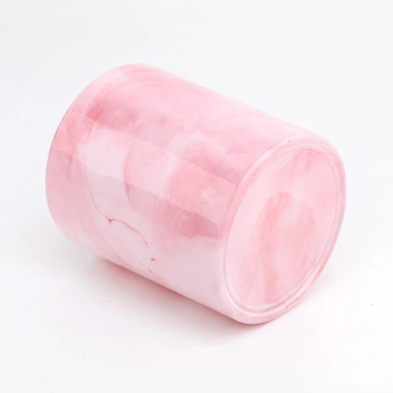 10oz pink beautiful painting glass candle jar supplier