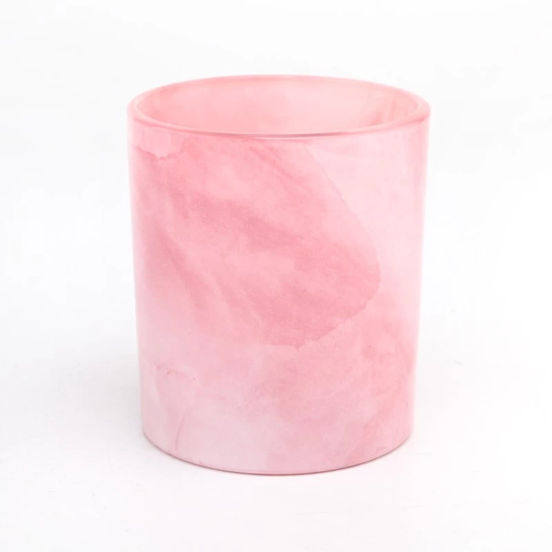 10oz pink beautiful painting glass candle jar supplier