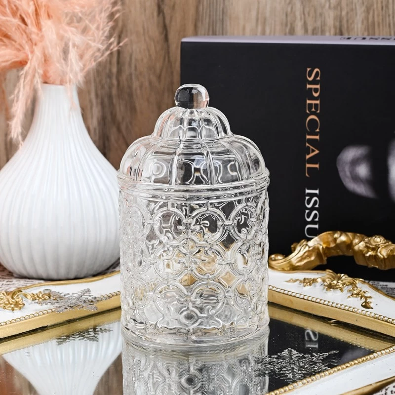 New design 10oz clear glass candle jar with lids supplier