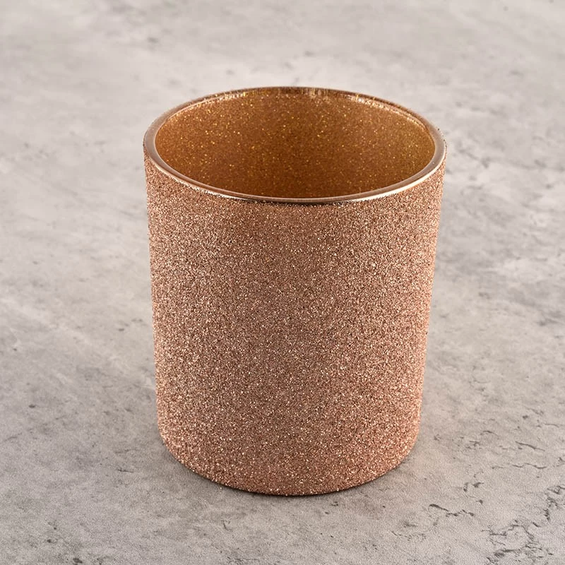 Wholesale Unique Empty Sanding Copper Glass Candle holder