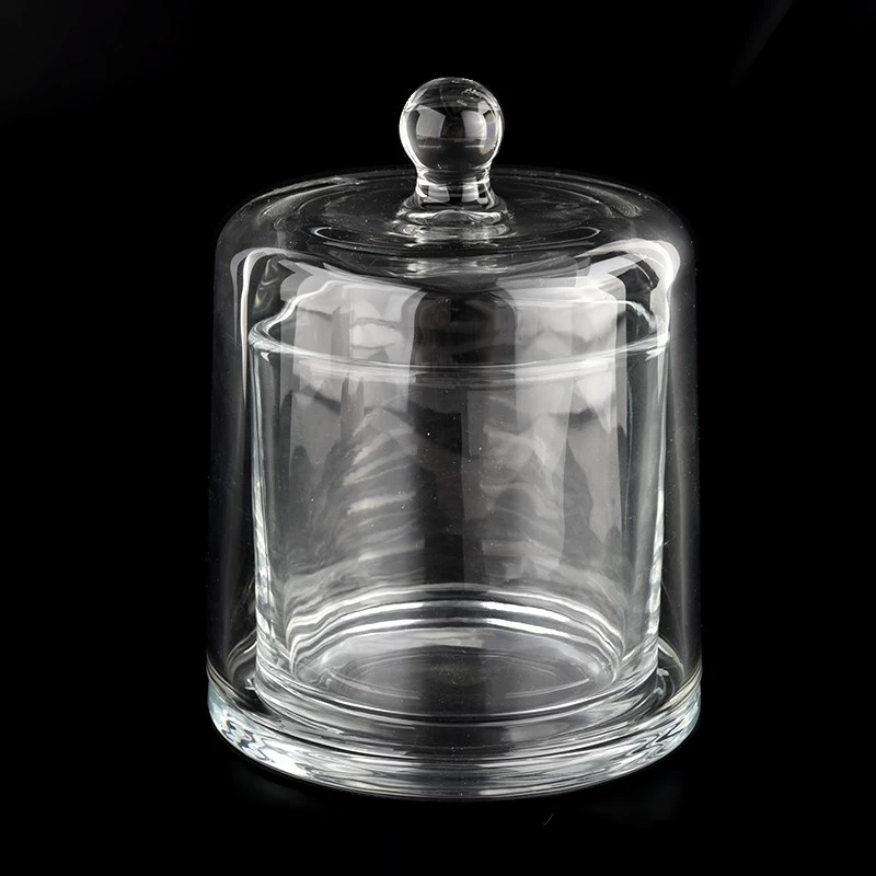 12oz clear glass candle jar with dome candle holder bell jar supplier