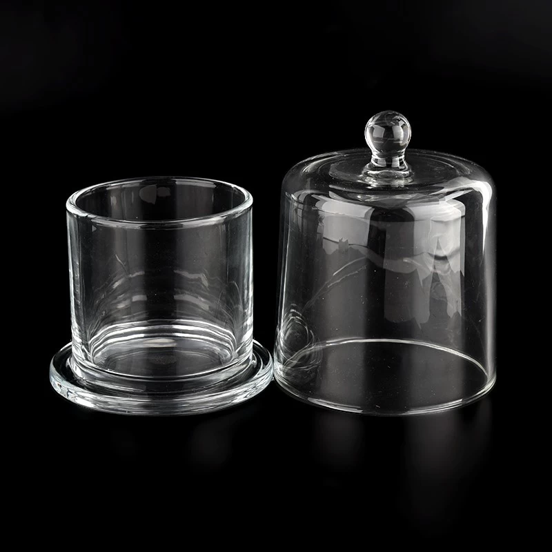 12oz clear glass candle jar with dome candle holder bell jar supplier