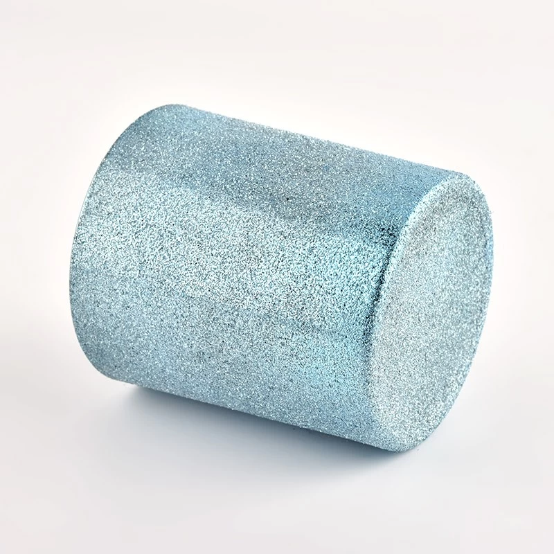 Unique Candle Containers Cyan Frosted Empty Luxury Glass Candle Jars  Glass Candle Vessels